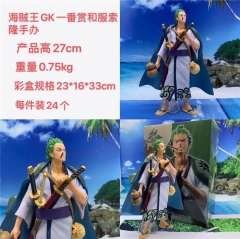 优质版 海贼王GK 一番赏和服索隆 和之国索隆 手办现货 产品高27cm 重量0.75kg 彩盒规格23X16X33cm 每件装24个做工精致