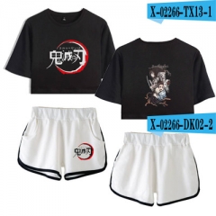 8 Colors Demon Slayer: Kimetsu no Yaiba Customizable Customizable Short Sleeves Crop Top Anime T-shirt and Short Pants