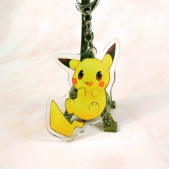 7 Styles Pokemon Cartoon Two Sides Laser Design Acrylic Anime Keychain