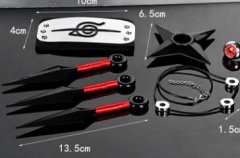 Naruto Kunai + Headband + Necklace + Ring+ Shuriken Weapon Crafts Plastic Anime Toys ( 5pcs/set)