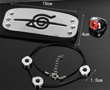 Naruto Headband + Necklace + Ring Plastic Anime Toy Japanese Manga Crafts