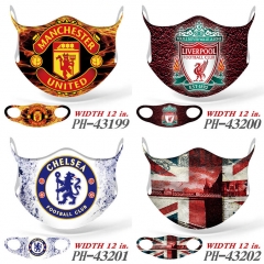 4 Styles Footbal Team Logo Flag Mask Ice fabric Anime Print Mask