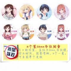 8PCS/SET 5.8CM Rented Girlfriend Cartoon Alloy Anime Brooch Badge