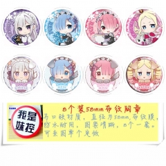 8款一套5.8cm 从零开始的异世界生活A款  圆形布纹胸针