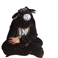 Animal Black Cat Cartoon Cosplay New Kawaii Pyjamas Warm Winter Anime Flannel Pyjamas