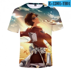 10 Styles Attack on Titan Cartoon Customizable Anime Round Collar Neck T-shirt