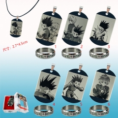6 Styles HUNTER×HUNTER Cartoon Decorative Alloy Anime Ring+Necklace Set