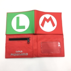 2 Styles Super Mario Bro Cartoon Pattern PU Coin Purse Anime Wallet