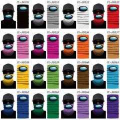 16 Styles Among us 3D Customizable Design Polyester Anime Magic Turban+Face Mask