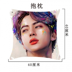 BTS周边防弹少年团抱枕手绘版新款韩版简约单人靠枕腰枕沙发靠垫