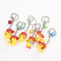 6pcs/set Pokemon Pikachu Japanese Cartoon Character Anime PVC Figure Keychain