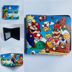 2 Styles Super Mario Bro Cartoon Colorful Coin Purse Bifold PU Anime Short Wallet