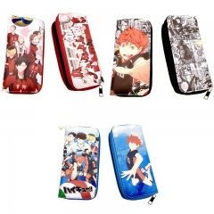 3 Styles Haikyuu Cartoon Colorful  Coin Purse PU Zipper Anime Long Wallet