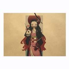 【B076】鬼灭之刃B款 怀旧复古牛皮纸海报 酒吧咖啡厅装饰画