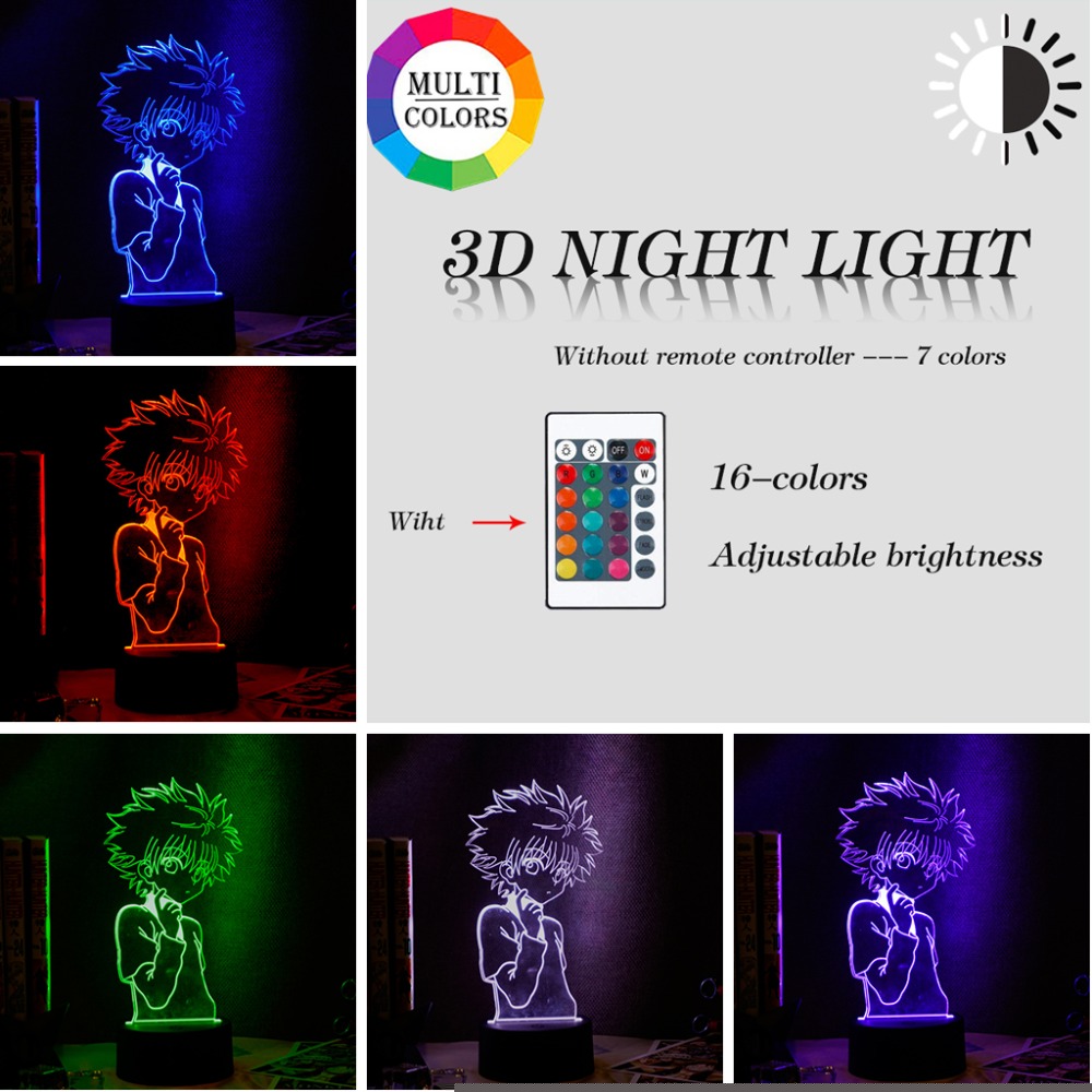七彩渐变台灯猎人奇犽西索蓝牙音响创意摆摊宿舍卧室床头3d小夜灯