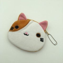 日系团子猫咪零钱包卡通毛绒靴子猫小钱包公仔硬币包白色