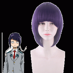 主圣达 cosplay假发 我的英雄学院 耳郎响香 紫黑混色 短发