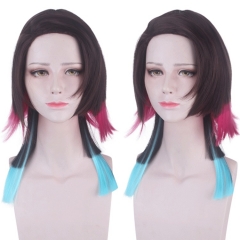 主圣达 cosplay假发 鬼灭之刃 魇梦 多层渐变色一体式 厂家直销