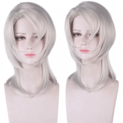 主圣达 鬼灭之刃 累 蜘蛛山下弦鬼 白色打毛造型短发 cosplay假发