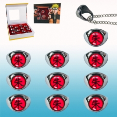 Naruto Cartoon Cosplay Chinese Word Decorative Anime Ring (10pcs/set)