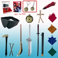 Jujutsu Kaisen Cartoon Alloy Anime Necklace+Keychain+Sword Weapon+Eyepatch (Set)