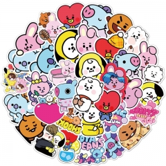 50张新款BT21涂鸦贴纸拉杆箱笔记本汽车手机冰箱车身防水贴纸