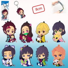 8 Styles Demon Slayer: Kimetsu no Yaiba Two Sides Soft Plastic Rubber Anime Keychain