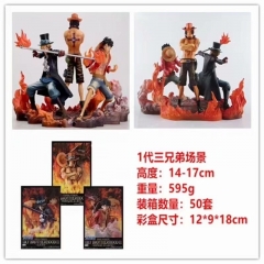 海贼王DXF艾斯萨博路飞三兄弟场景盒装手办14-17CM