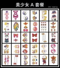ins风卡通美少女纹身贴小清新可爱防水日系艺妓暗黑系一套共30张