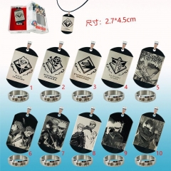 Jujutsu Kaisen Japanese Cartoon Alloy Anime Necklace and Ring Set