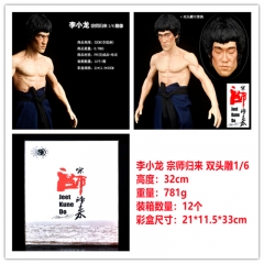 李小龙 宗师归来 布衣真衣服 双头雕 雕像手办 纪念版，一件12个，高约32cm，外盒尺寸21X11.5X33cm，重量781g