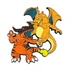 Pokemon Greymon vs. Charizard Cartoon Character Alloy Pin Anime Brooch