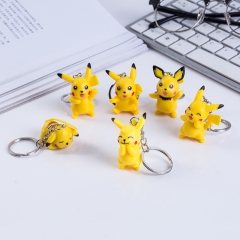 6pcs/set Pokemon Pikachu Japanese Cartoon Character Anime PVC Figure Keychain