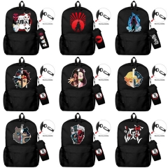 20 款 Demon Slayer Kimetsu no yaiba 动漫大号背包+笔袋文具盒组合防水帆布尼龙笔袋背包
