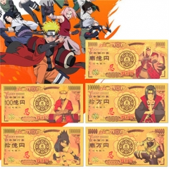 新款塑料金箔火影忍者塑料币 纪念币 金箔钞货币 创意钱币