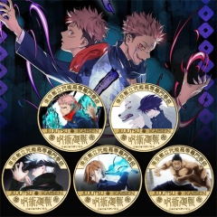6 Styles Jujutsu Kaisen Anime Souvenir Coin Souvenir Badge Cartoon Stainless Steel Decoration Badge
