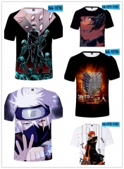 7 Styles Naruto Jujutsu Kaisen Demon Slayer: Kimetsu no Yaiba Attack on Titan Cosplay 3D Digital Printing Anime T shirt