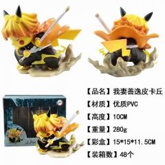 Demon Slayer Agatsuma Zenitsu Cos Pokemon Pikachu Anime PVC Figure