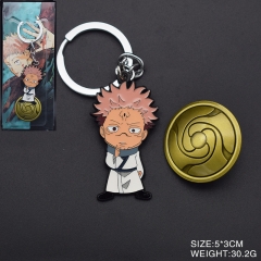 4 Styles Jujutsu Kaisen Anime Cartoon Metal Alloy Keychain+Brooch (set)