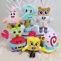 6 PCS/SET SpongeBob SquarePants Anime Plush Toy Pendant