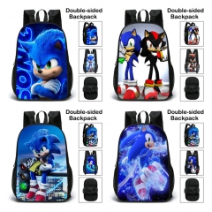 4 Styles Sonic Polyester Canvas School Student Double Side Anime Backpack Bag