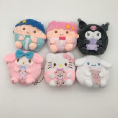 Hello Kitty Mymelody Cinnamoroll Cute Cartoon Anime Plush Purse (6 PCS/SET)