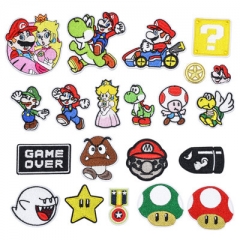 21Pcs/Set Super Mario Bro Decorative Cute Pattern Anime Cloth Patch