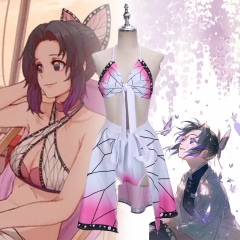 鬼灭之刃cos泳装蝴蝶忍cosplay泳衣女动漫性感比基尼游泳衣新款