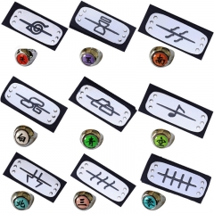 10 Styles Naruto Character Accesorios Anime Headband+Ring Set