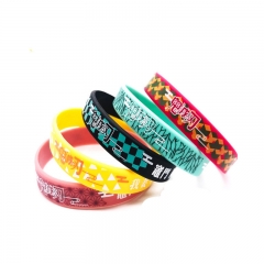 5 Styles Demon Slayer: Kimetsu no Yaiba Character Accesorios Silica Gel Anime Bracelet