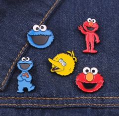 5 Styles Sesame Street Cartoon Fashion Badge Pin Decoration Cloth Alloy Anime Brooch
