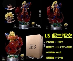 无发光版 七龙珠 LS 超三悟空 超级赛亚人 孙悟空 3头雕 盒装手办 高45cm 一箱6个