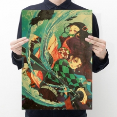 Demon Slayer: Kimetsu no Yaiba Cartoon Placard Home Decoration Retro Kraft Paper Anime Poster