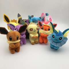 13CM 9PCS/SET Pokemon Eevee Pikachu Cartoon Plush Toy Pendent
